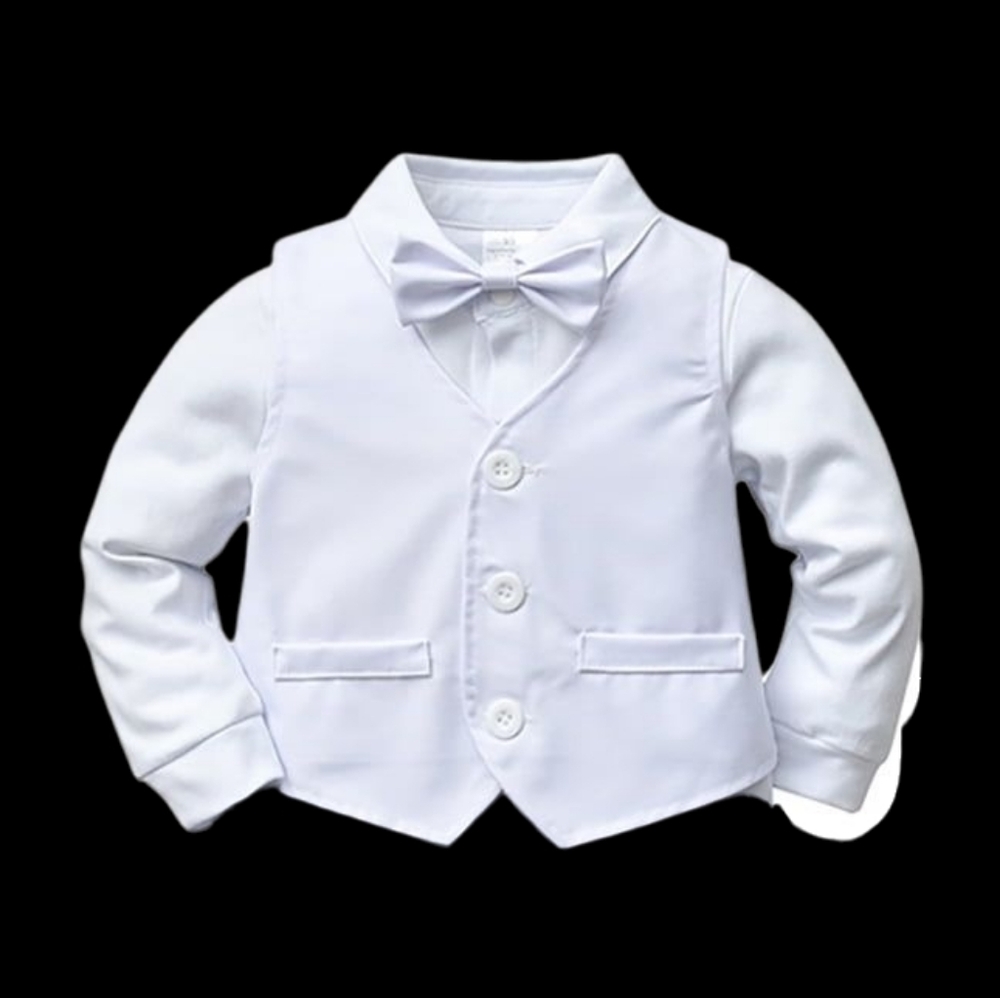 EUC Boy's Size 1 3 Piece White Formal Suit Top Baptism Top!